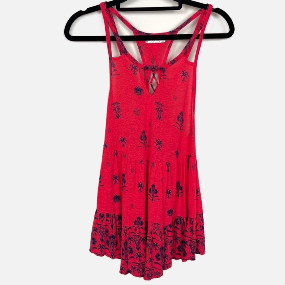 FREE PEOPLE LACE UP BACK DOUBLE SPAGHETTI STRAP FLOWY TANK TOP SIZE XS